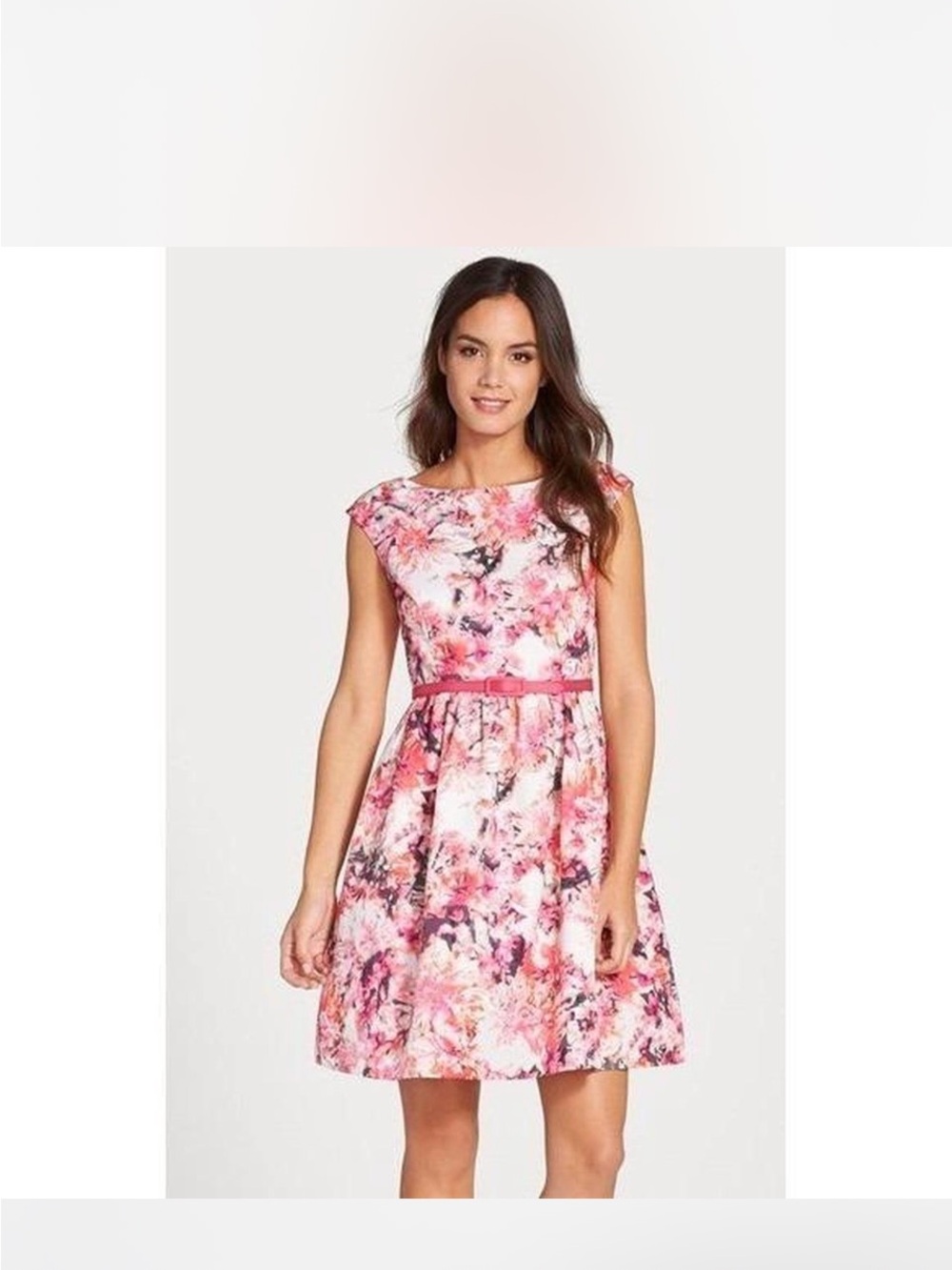 Eliza J Pink Floral Fit-and-Flare Mini Dress
